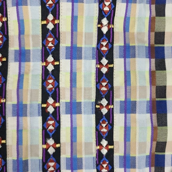 Robert Graham Mens L/S Embroidered Plaid Western Style Shirt Size X-Large‎ - Picture 7 of 12